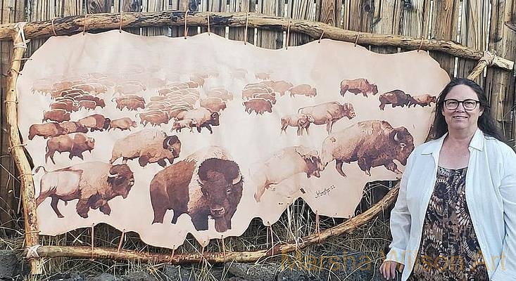 "Great Buffalo Migration"    Pyrography on leather